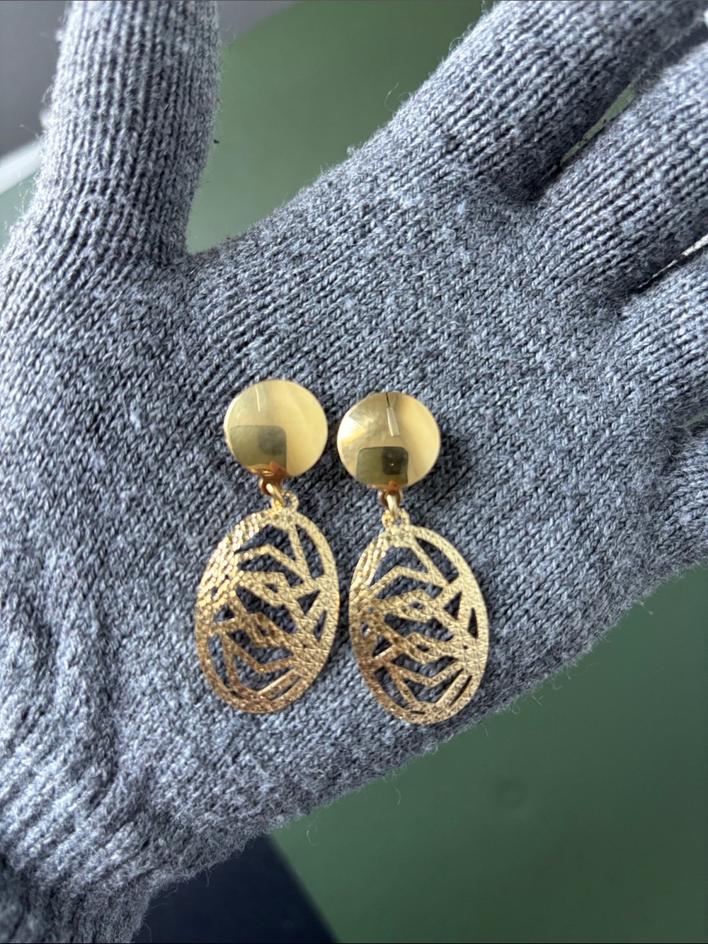 18K Solid Gold Filigree Drop Earrings